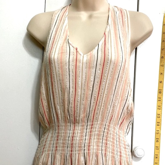 BECCA by REBECCA Coastal Shorts Romper Swim Coverup Striped Shimmery Back Ties - Picture 5 of 16